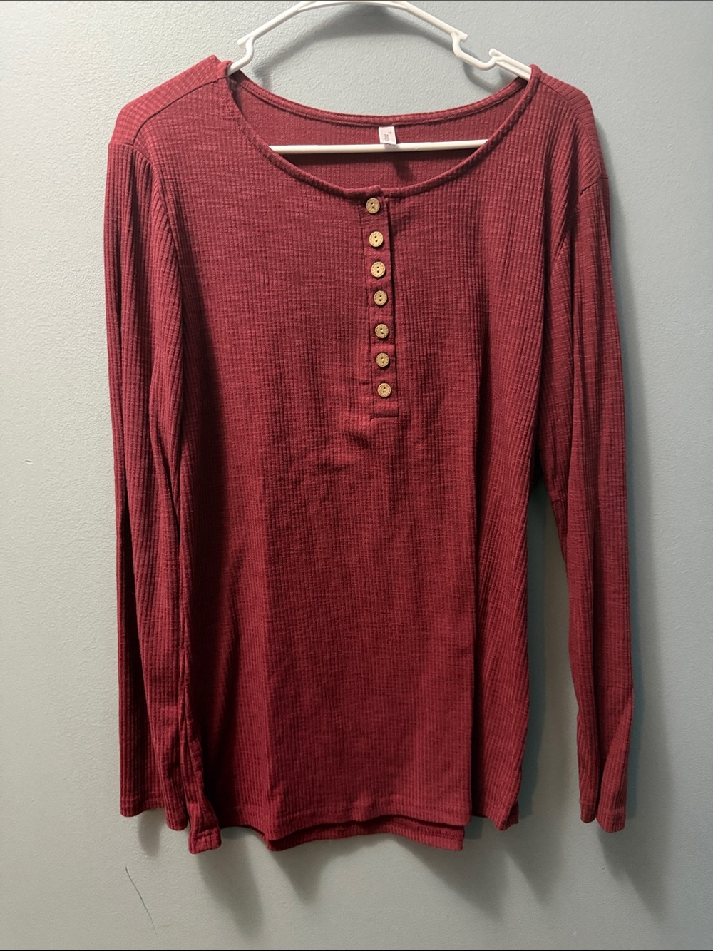 Amazon Long Sleeve Henley Top - Wine